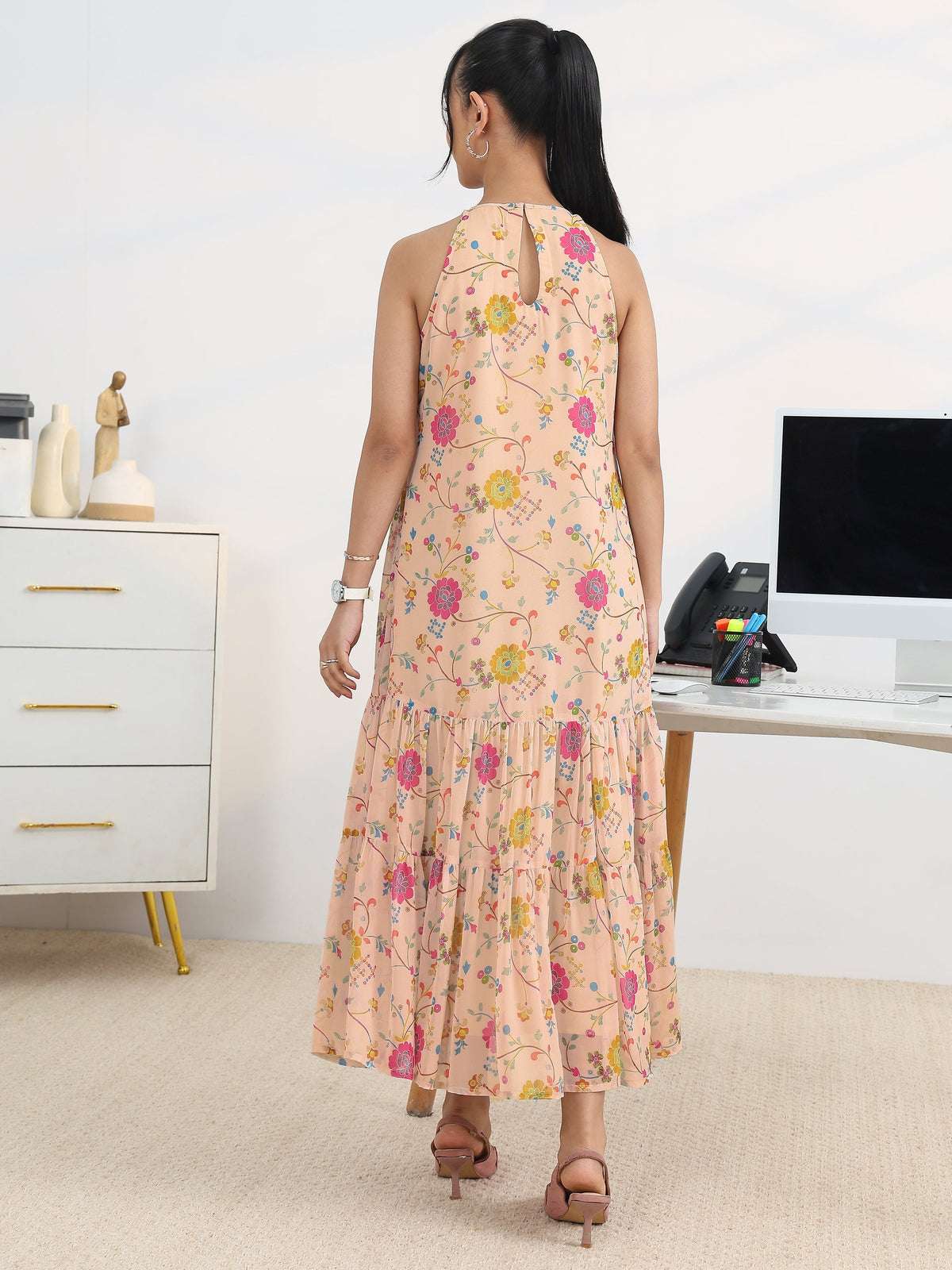 Libas Multi Printed Georgette A-line One Piece Dress