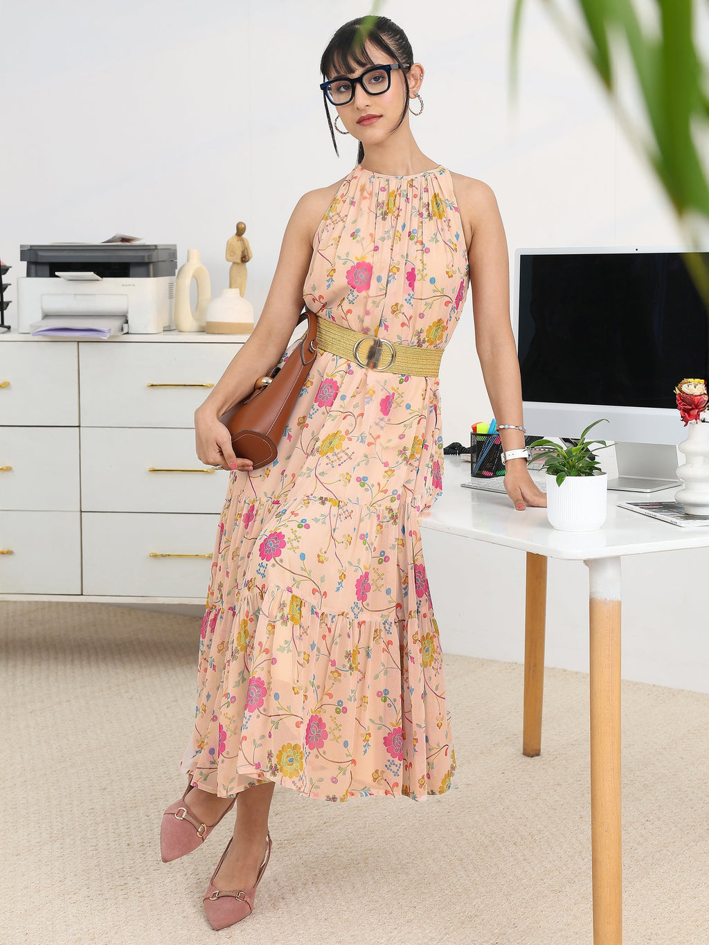 Libas Multi Printed Georgette A-line One Piece Dress