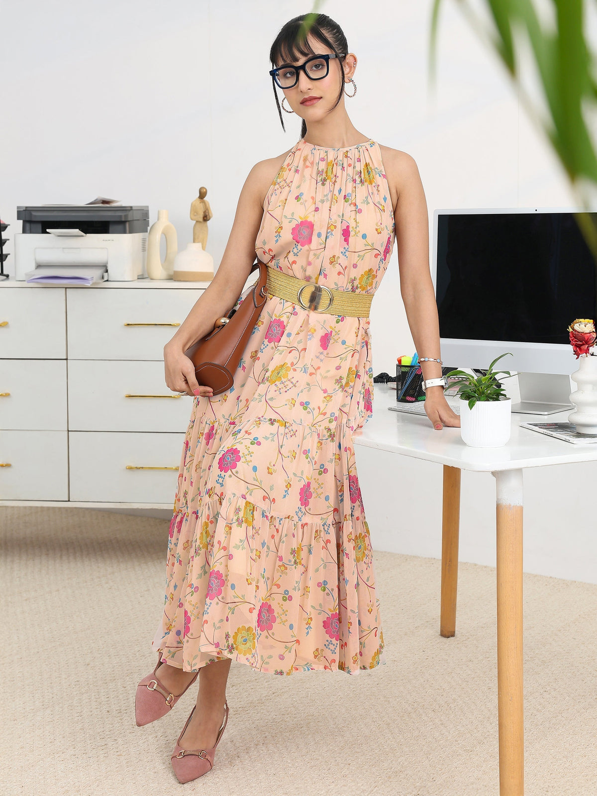 Libas Multi Printed Georgette A-line One Piece Dress