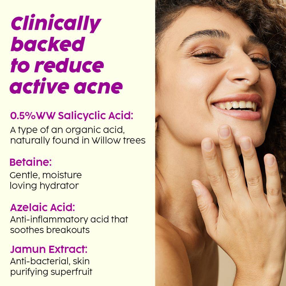 0.5% Salicylic Acid Jamun Face Wash Cleanser For Active Acne & Oil Control, Acne Breakouts | PL1 - view 5