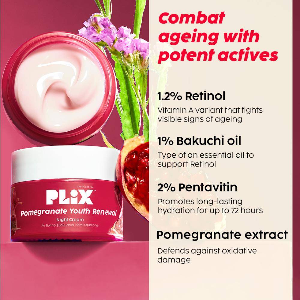 1.20% Retinol & 1% Bakuchi Oil Pomegranate Anti Ageing Night Cream, Reduce Fine Line & Wrinkles | PL1 - view 4