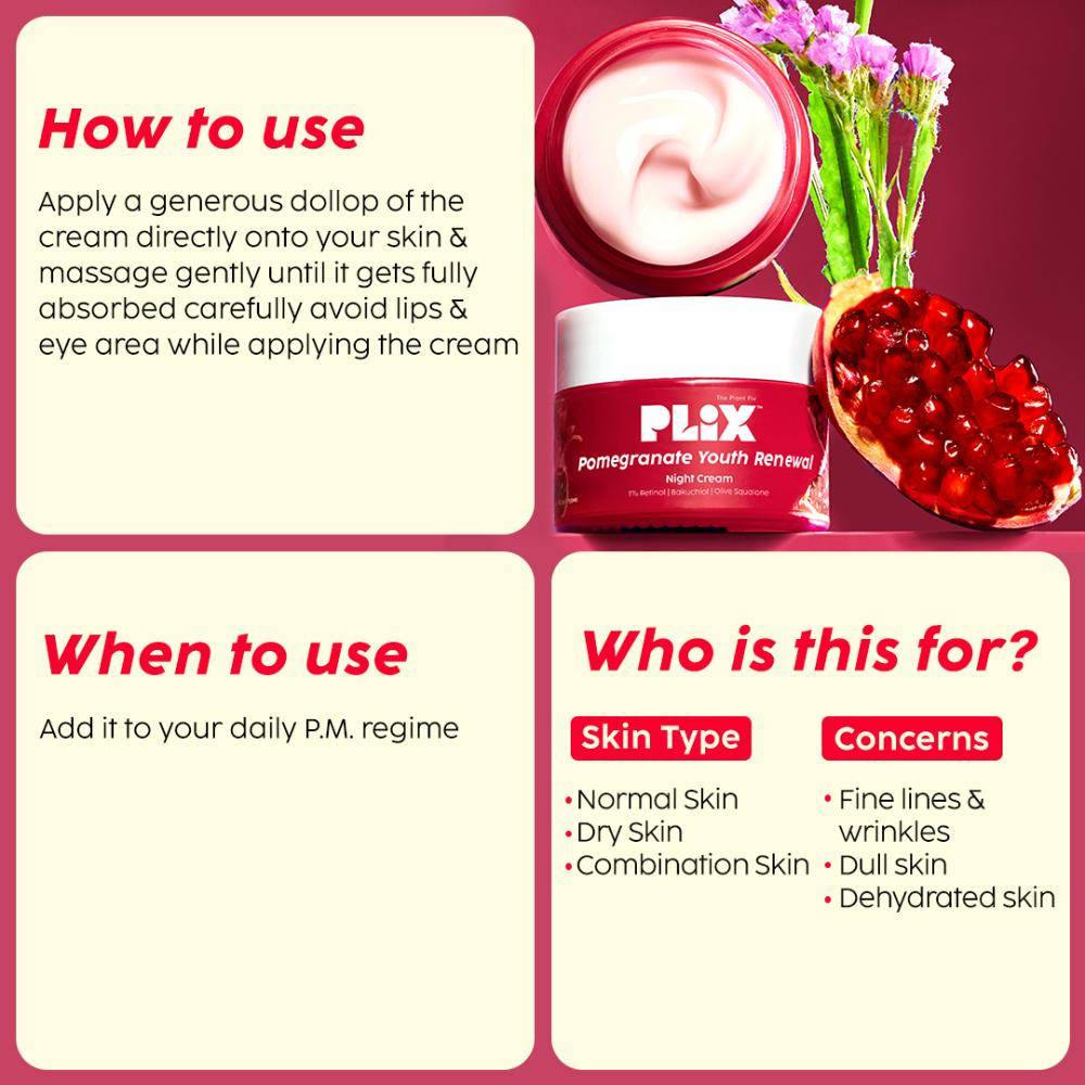 1.20% Retinol & 1% Bakuchi Oil Pomegranate Anti Ageing Night Cream, Reduce Fine Line & Wrinkles | FC3 - view 5