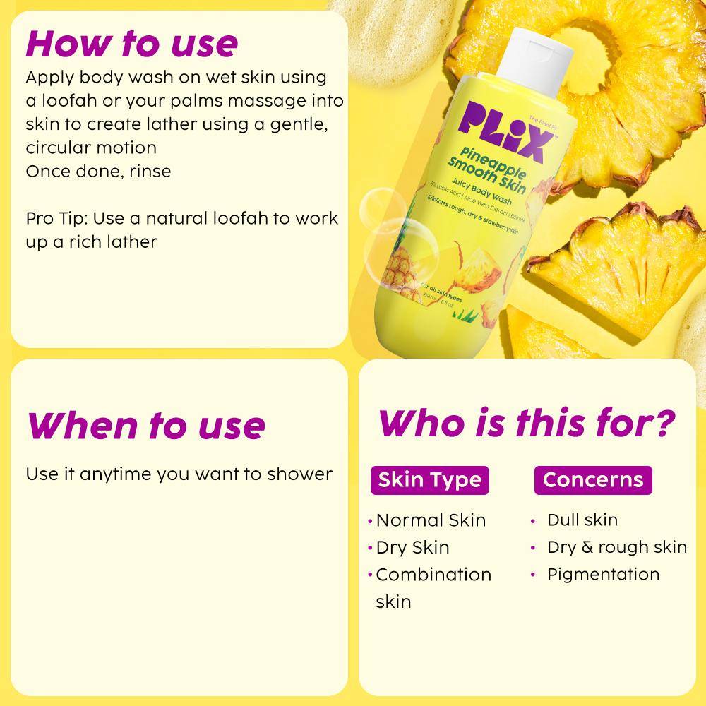 Pineapple 5% Lactic Acid Body Wash Exfoliates Dry, Rough & Strawberry Skin With Deep Cleansing | PL1 - view 10