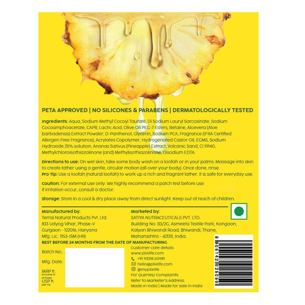 Pineapple 5% Lactic Acid Body Wash Exfoliates Dry, Rough & Strawberry Skin With Deep Cleansing | PL1 - view 2