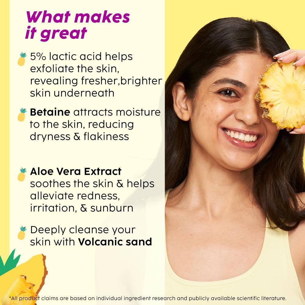 Pineapple 5% Lactic Acid Body Wash Exfoliates Dry, Rough & Strawberry Skin With Deep Cleansing | PL1 - view 5