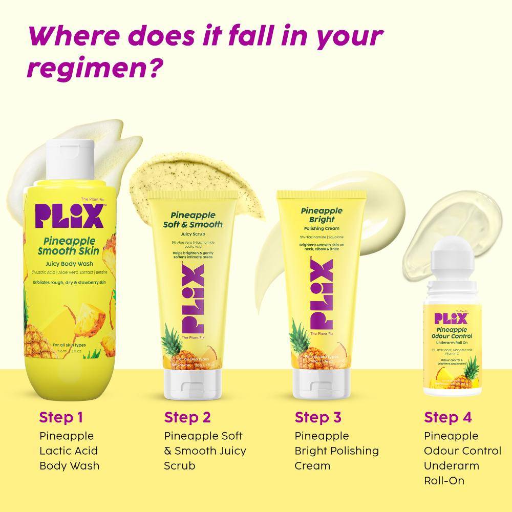 Pineapple 5% Lactic Acid Body Wash Exfoliates Dry, Rough & Strawberry Skin With Deep Cleansing | PL1 - view 8