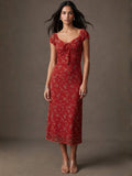 Red Floral Flared 1 Dress | D56 - view 1