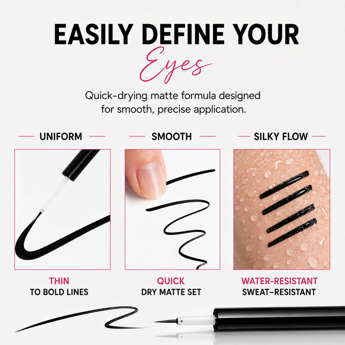 Black Liquid Eyeliner Smudge-Proof, Water-Resistant, Long-Stay Matte | E20 - view 2