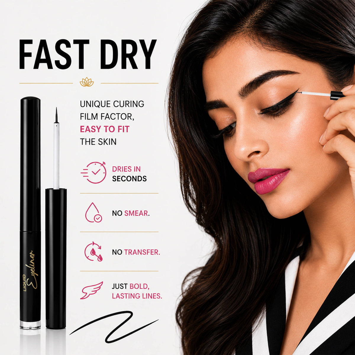Black Liquid Eyeliner Smudge-Proof, Water-Resistant, Long-Stay Matte | E20 - view 7