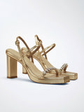 Lustrous Grace Gold Crystal Strap Heels | H78 - view 1