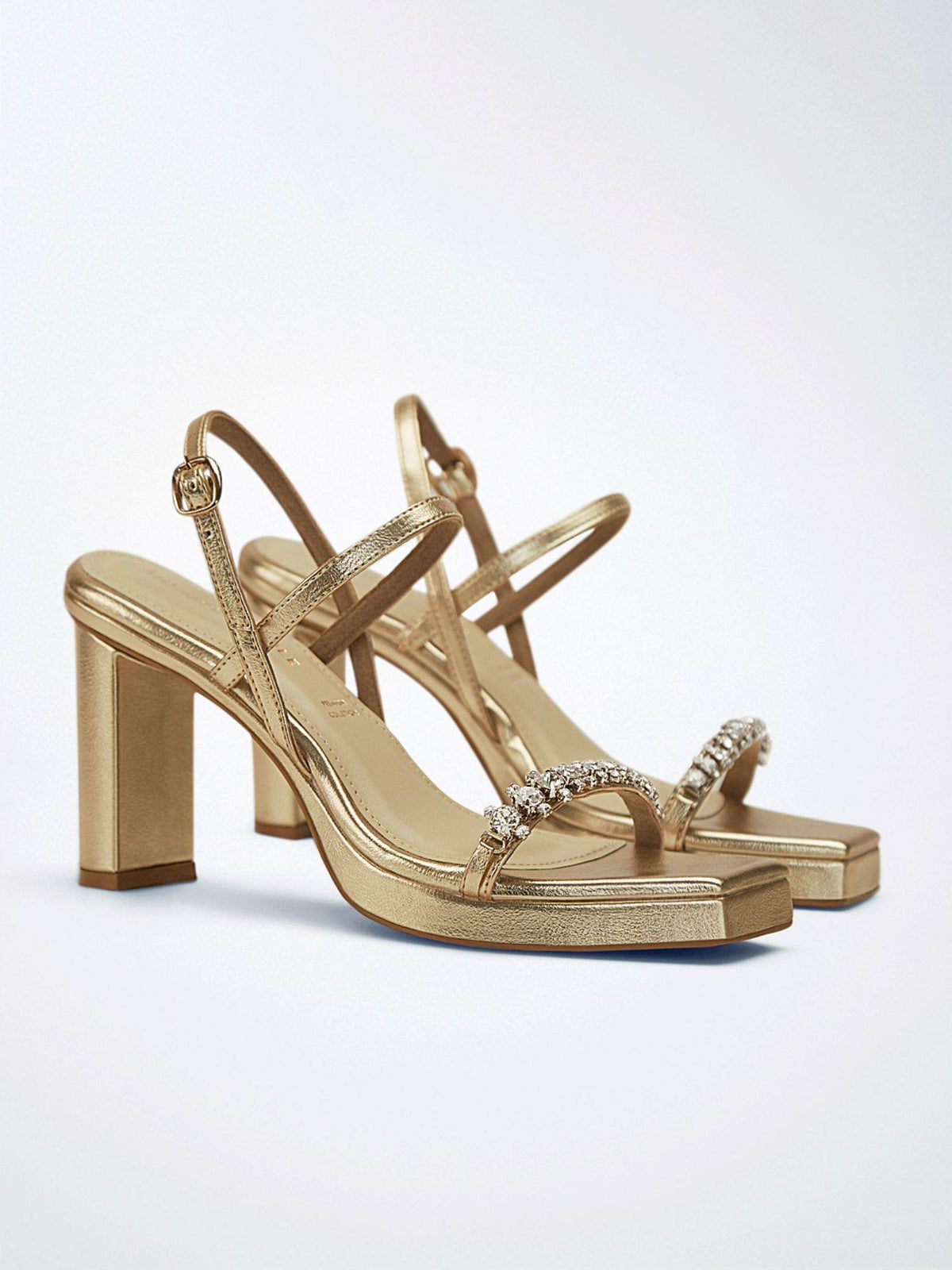 Lustrous Grace Gold Crystal Strap Heels | H78 - view 1