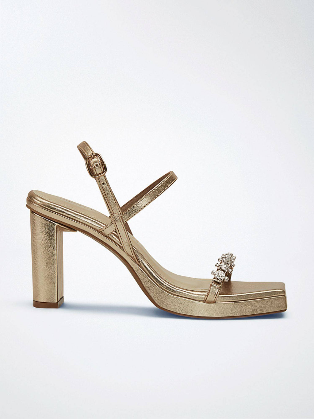 Lustrous Grace Gold Crystal Strap Heels | H78 - view 2