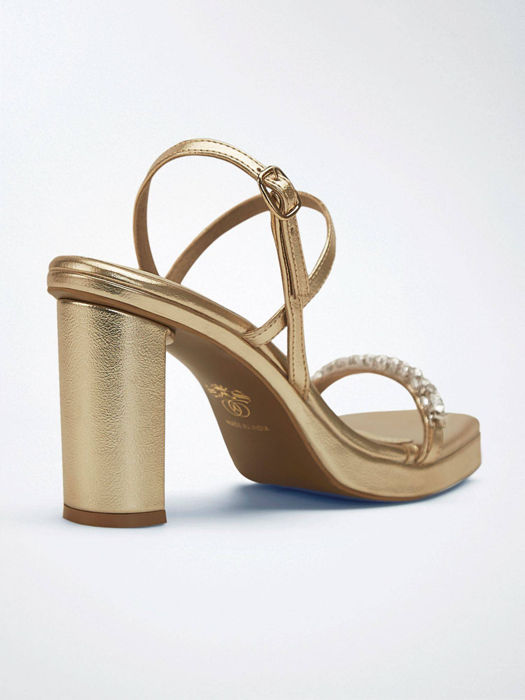 Lustrous Grace Gold Crystal Strap Heels | H78 - view 3