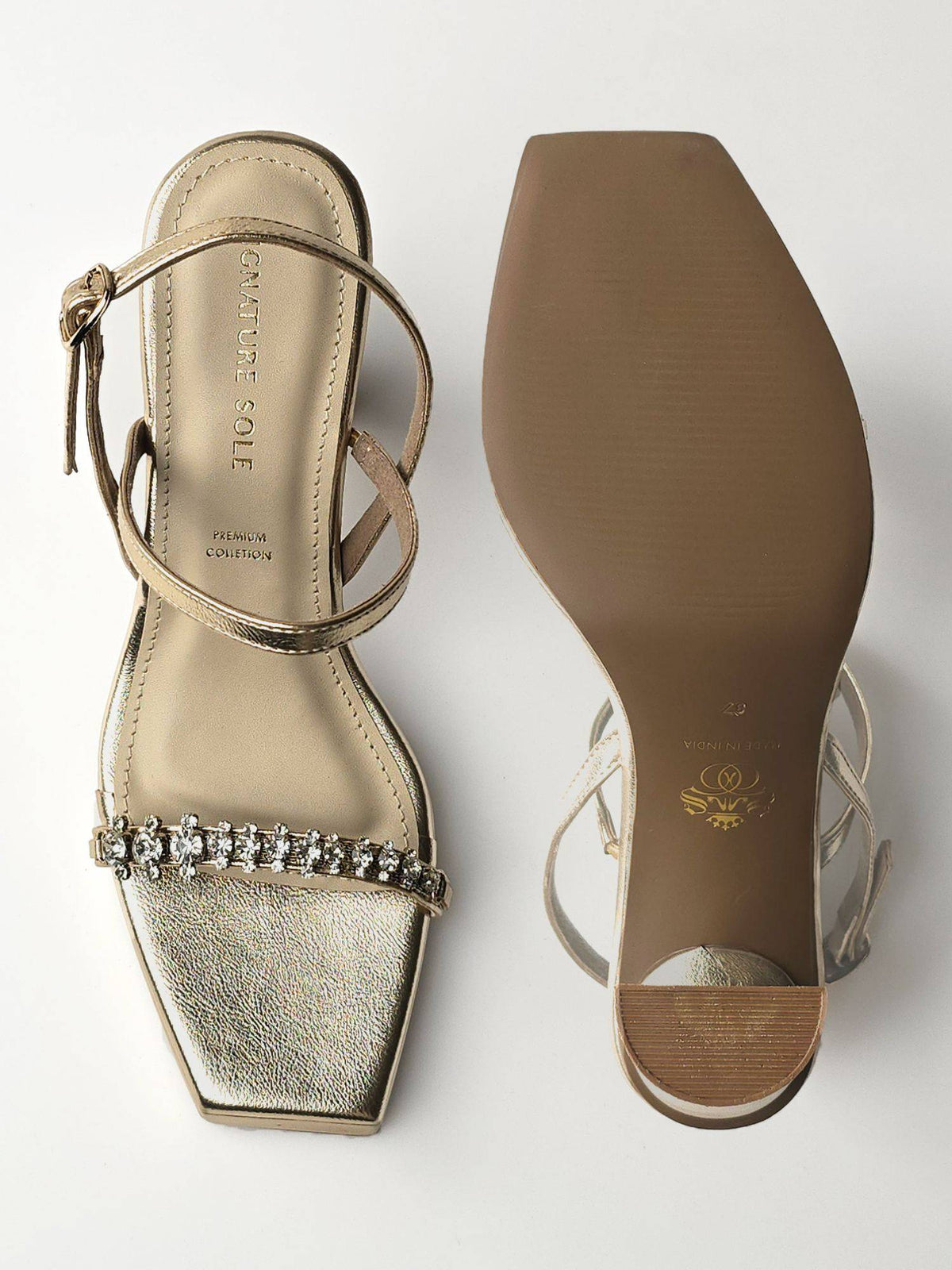 Lustrous Grace Gold Crystal Strap Heels | H78 - view 8