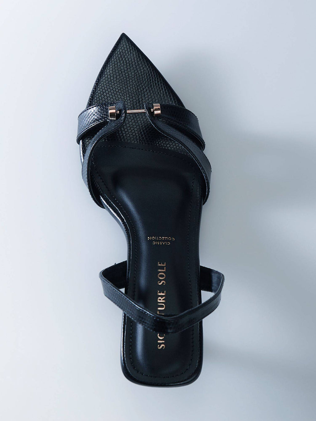 Onyx Luxe Pointed Toe Black Textured Heels | H78 - view 2