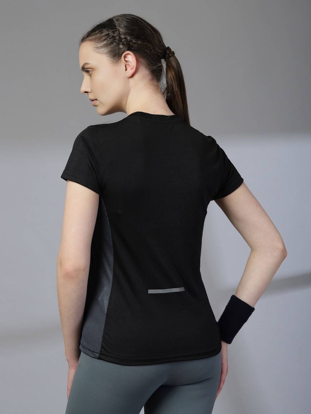 Women Round Neck Sports T-shirt - Black | TS56 - view 4