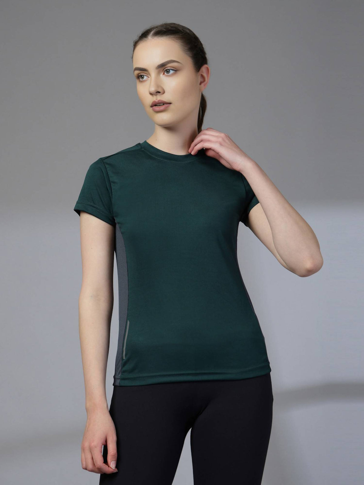 Women Round Neck Sports T-shirt - Black | TS56 - view 13