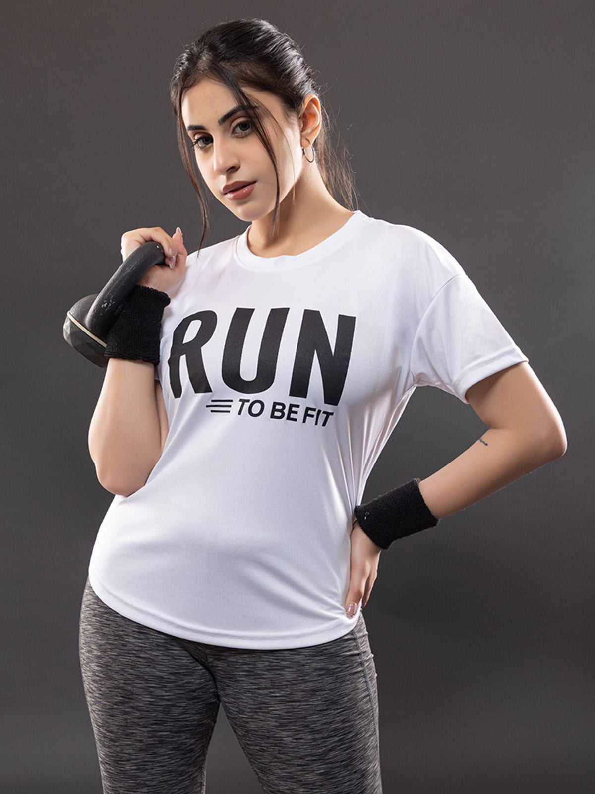 Women Round Neck Dry Fit Black Gym Sports T-Shirt | TT89 - view 7