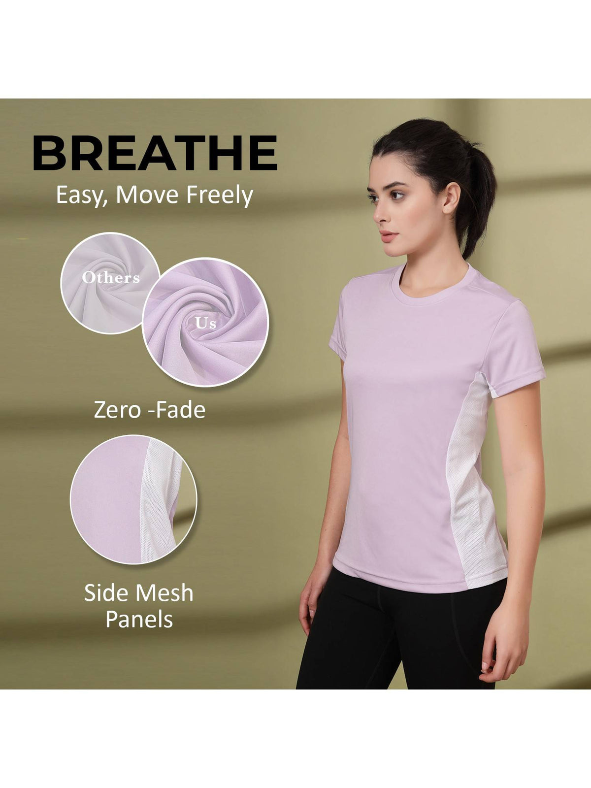 Women Round Neck Dry Fit Gym Sports T-Shirt | TT89 - view 3