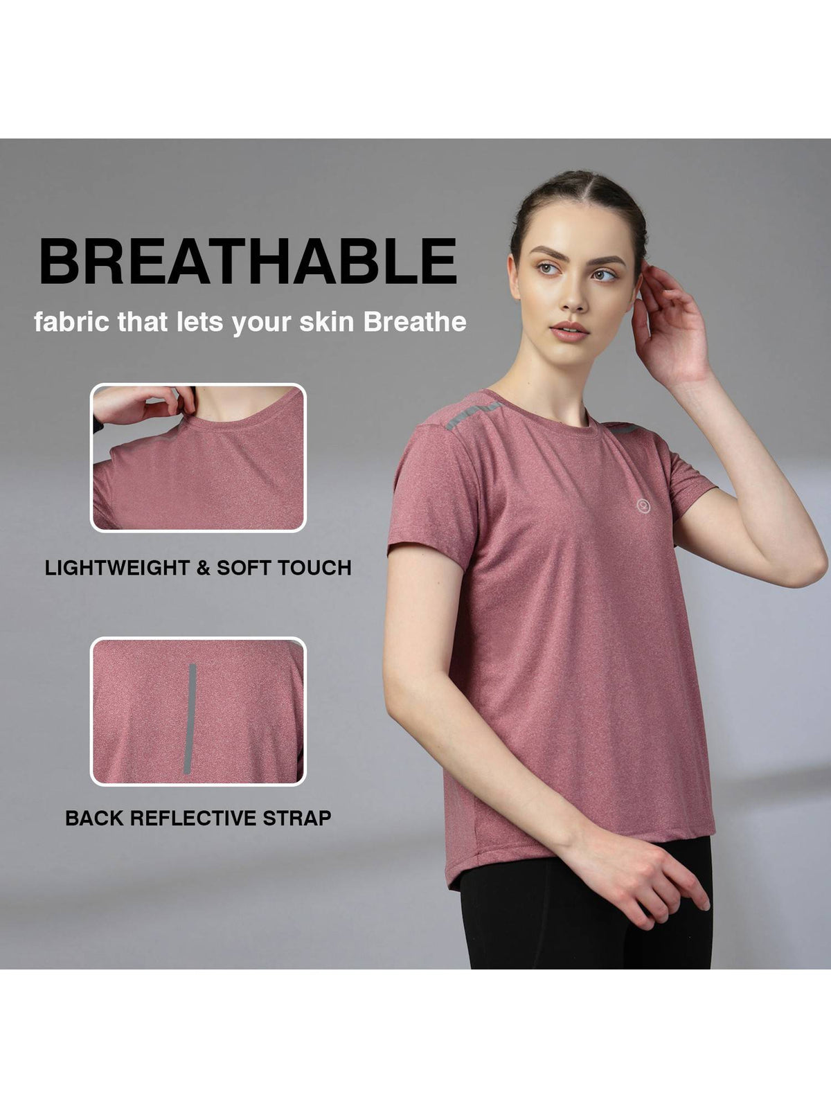 Women Round Neck Dry Fit Gym Sports T-Shirts | TT89 - view 3