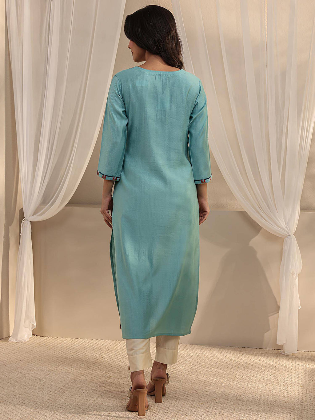 Lavender Ethnic Motif Yoke Design Straight Kurta | FY93 - view 16
