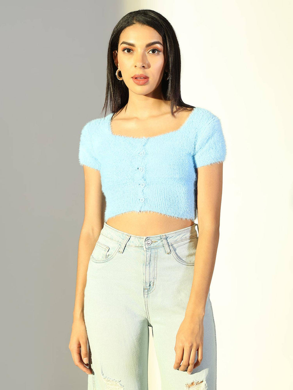 Basic Womens Green Self Design Crop Top | CT61 - view 14