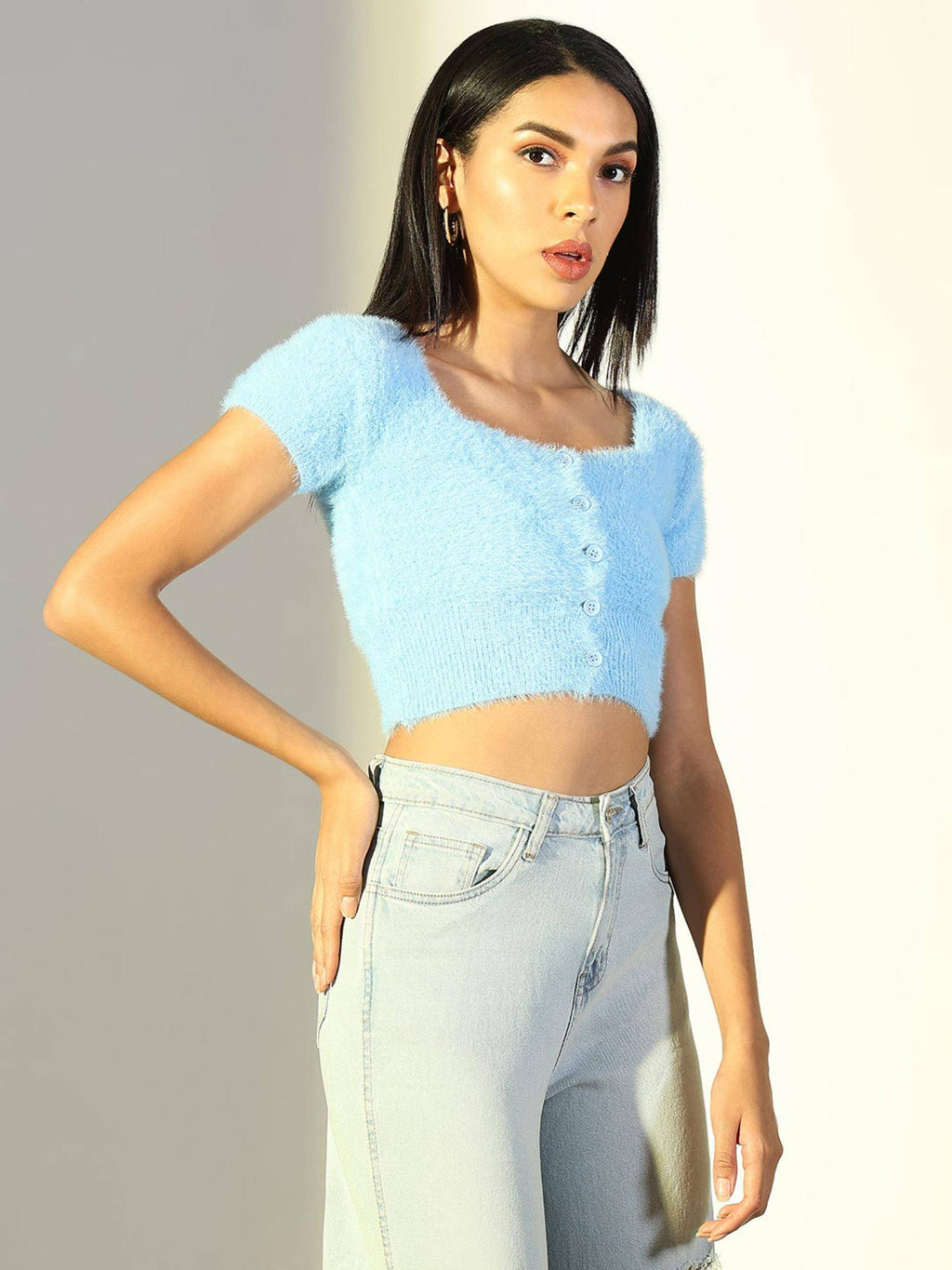 Basic Womens Green Self Design Crop Top | CT61 - view 15