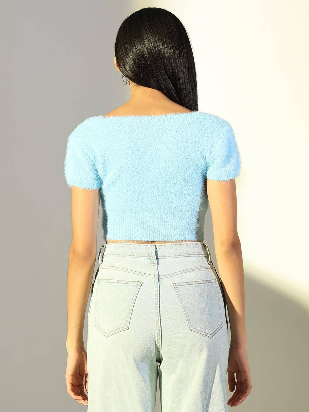Basic Womens Green Self Design Crop Top | CT61 - view 16