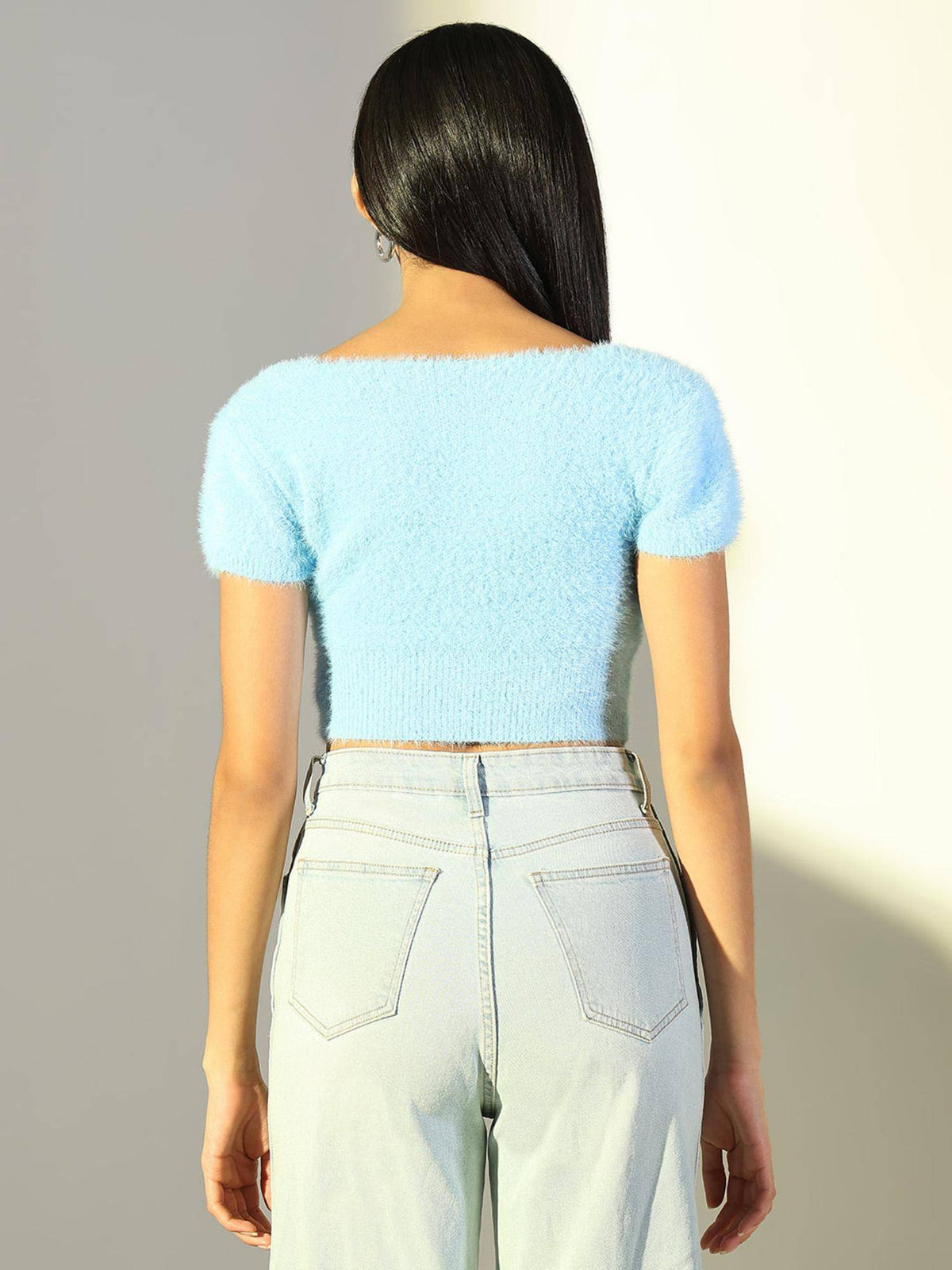 Basic Womens Green Self Design Crop Top | CT61 - view 16