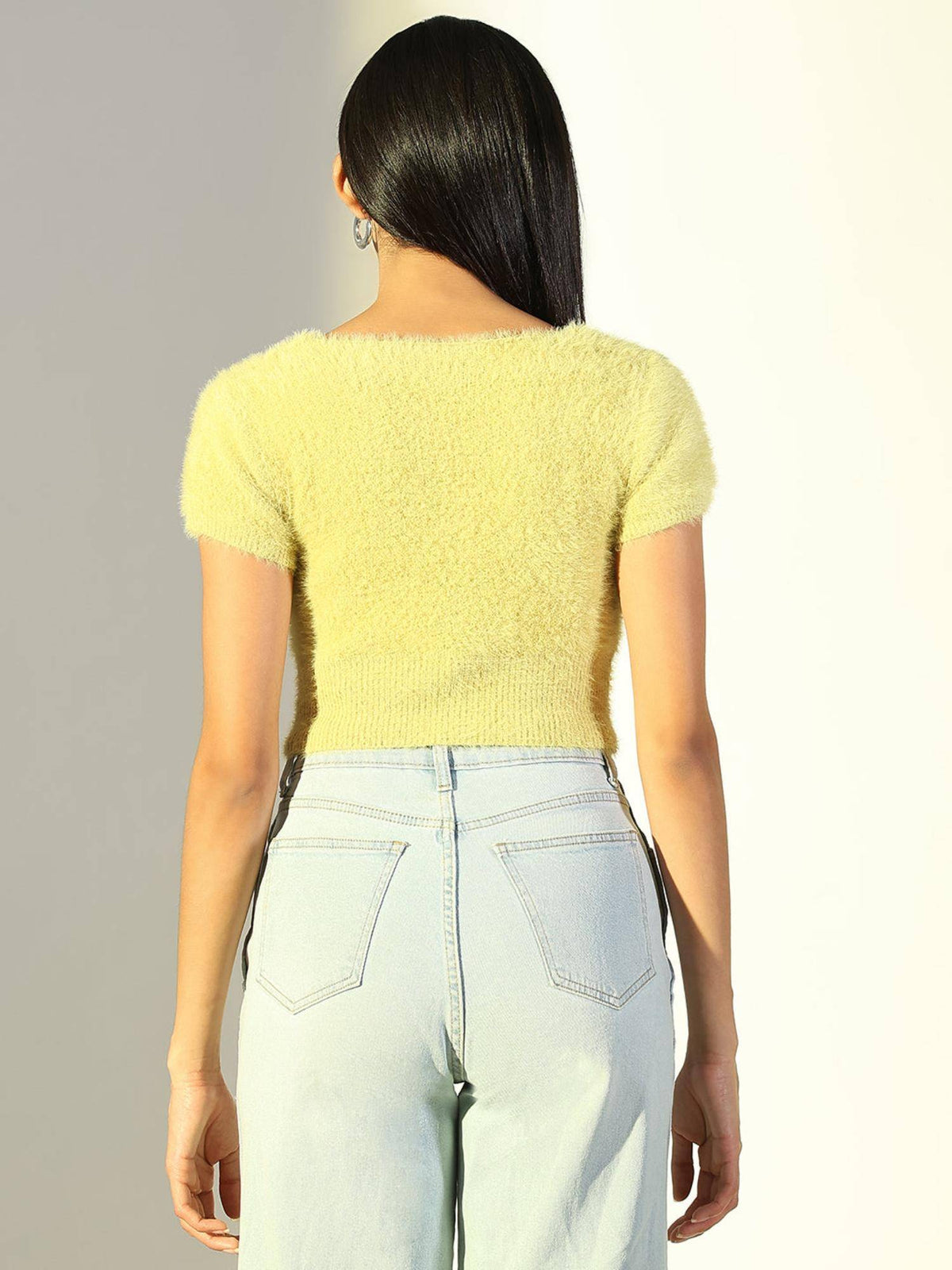 Basic Womens Green Self Design Crop Top | CT61 - view 4
