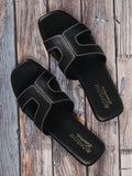 Solid-plain Black Flats | F61 - view 1