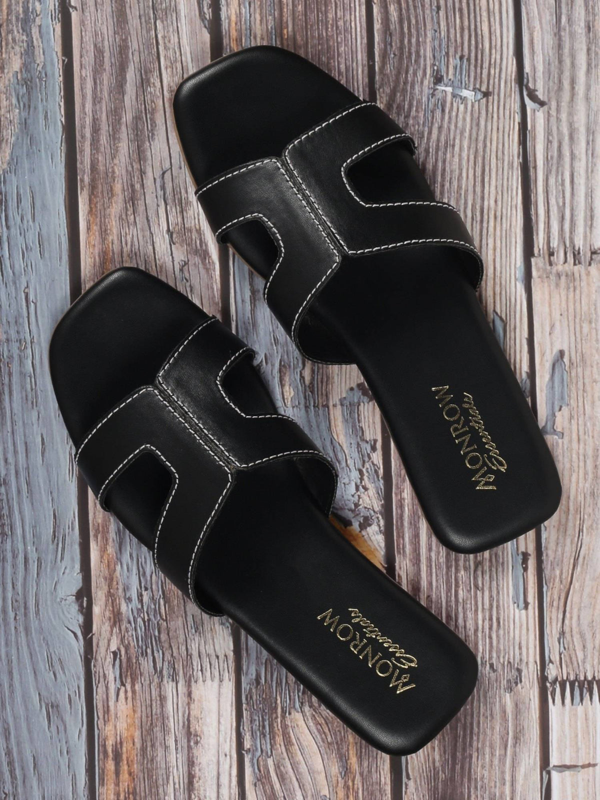 Solid-plain Black Flats | F61 - view 1