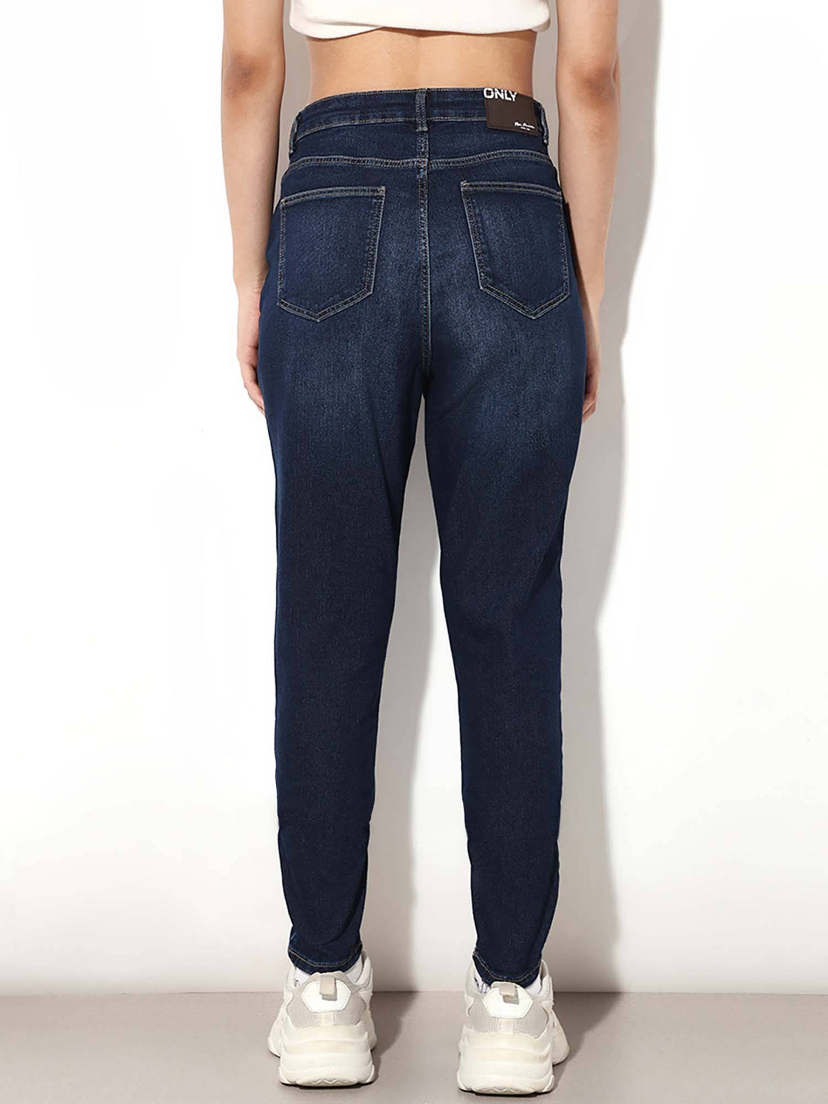 Women Solid Skinny Fit Mid-Rise Blue Jeans | O24 - view 5