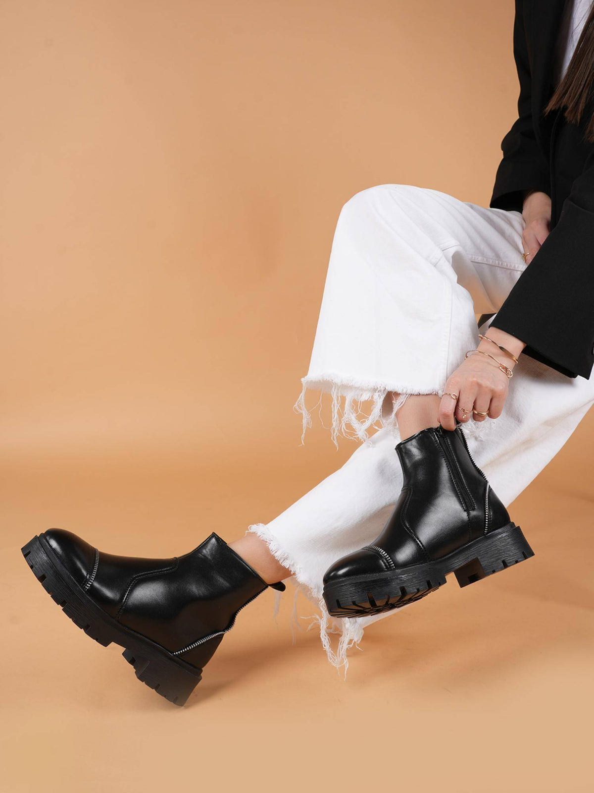 Black Zip Style Chelsea Boots for Women | BT61 - view 1