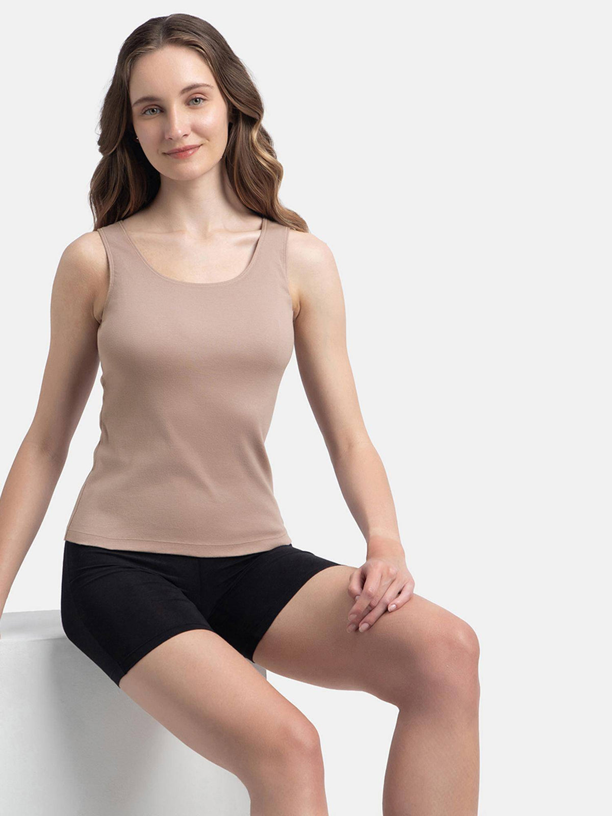 1535 Women Super Combed Cotton Rib Fabric Inner Tank Top - Black | TT98 - view 25