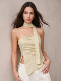 Yellow Polyester Printed Strapless/Tube Sleeveless Top With Strap | TT90 - view 1