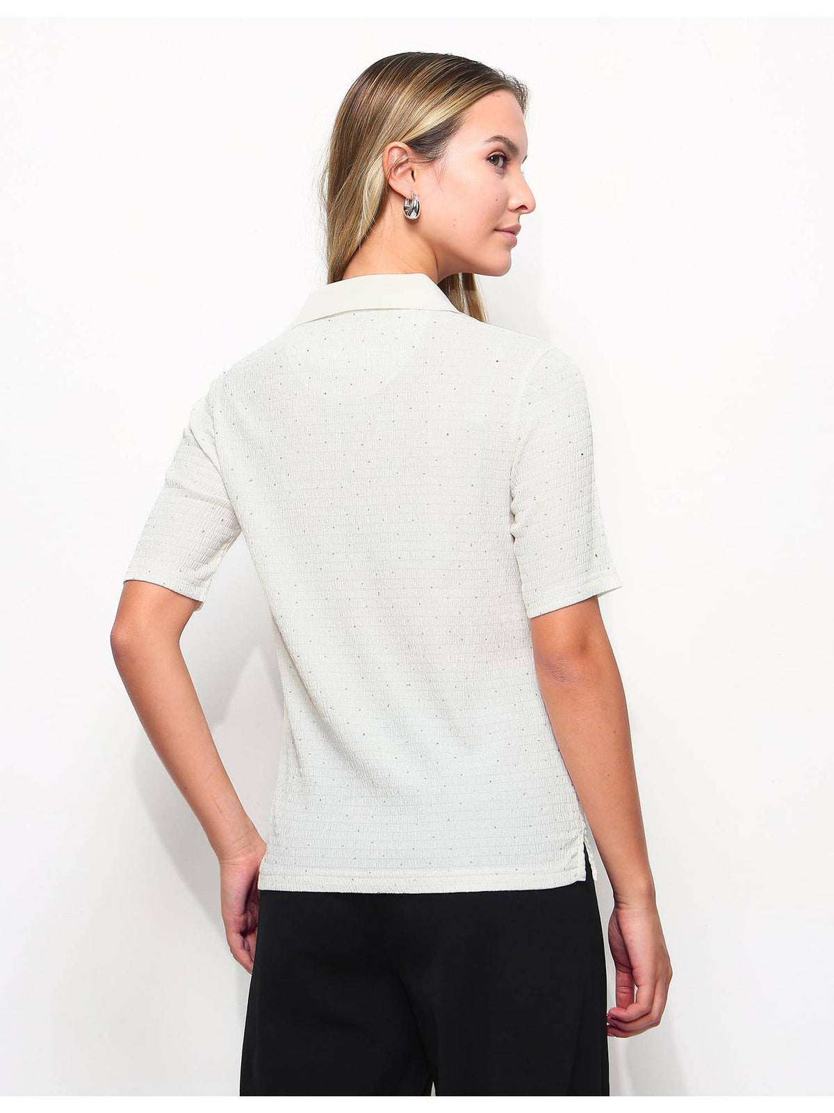 Embellished Textured Polo T-Shirt | PW43 - view 5