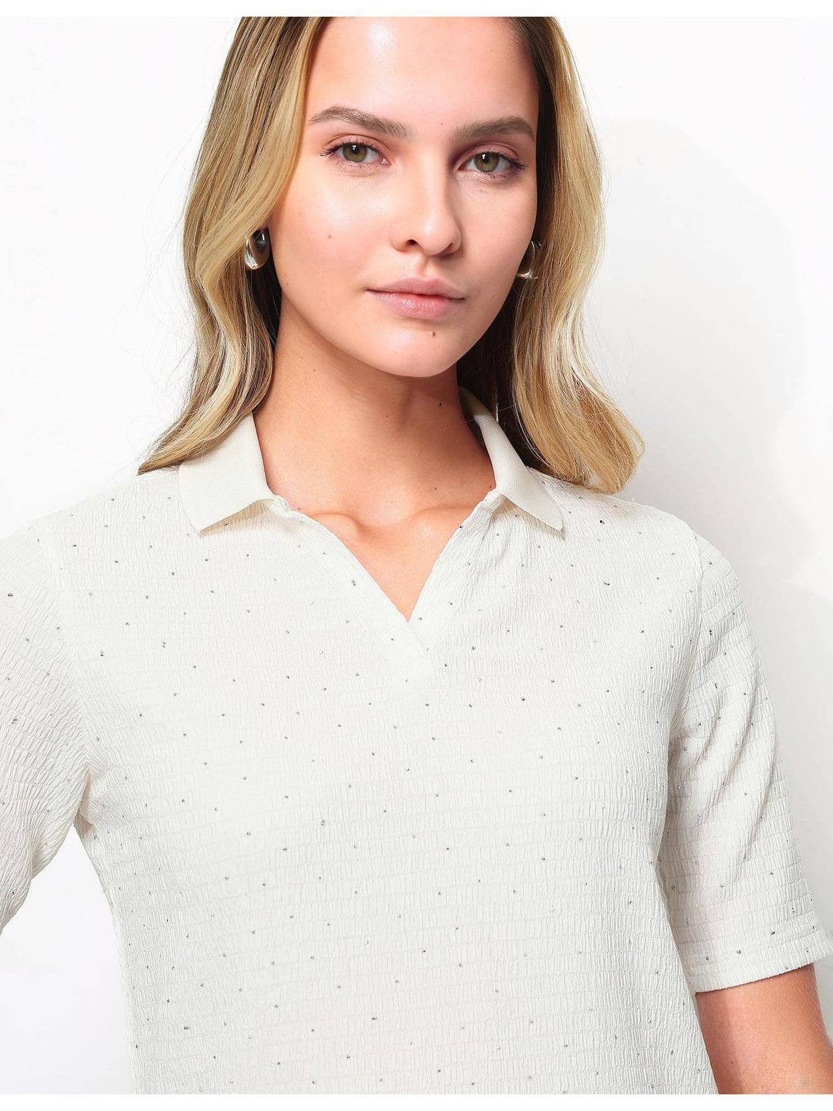 Embellished Textured Polo T-Shirt | PW43 - view 7
