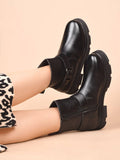 Women Black Buckle Boots | BT61 - view 1