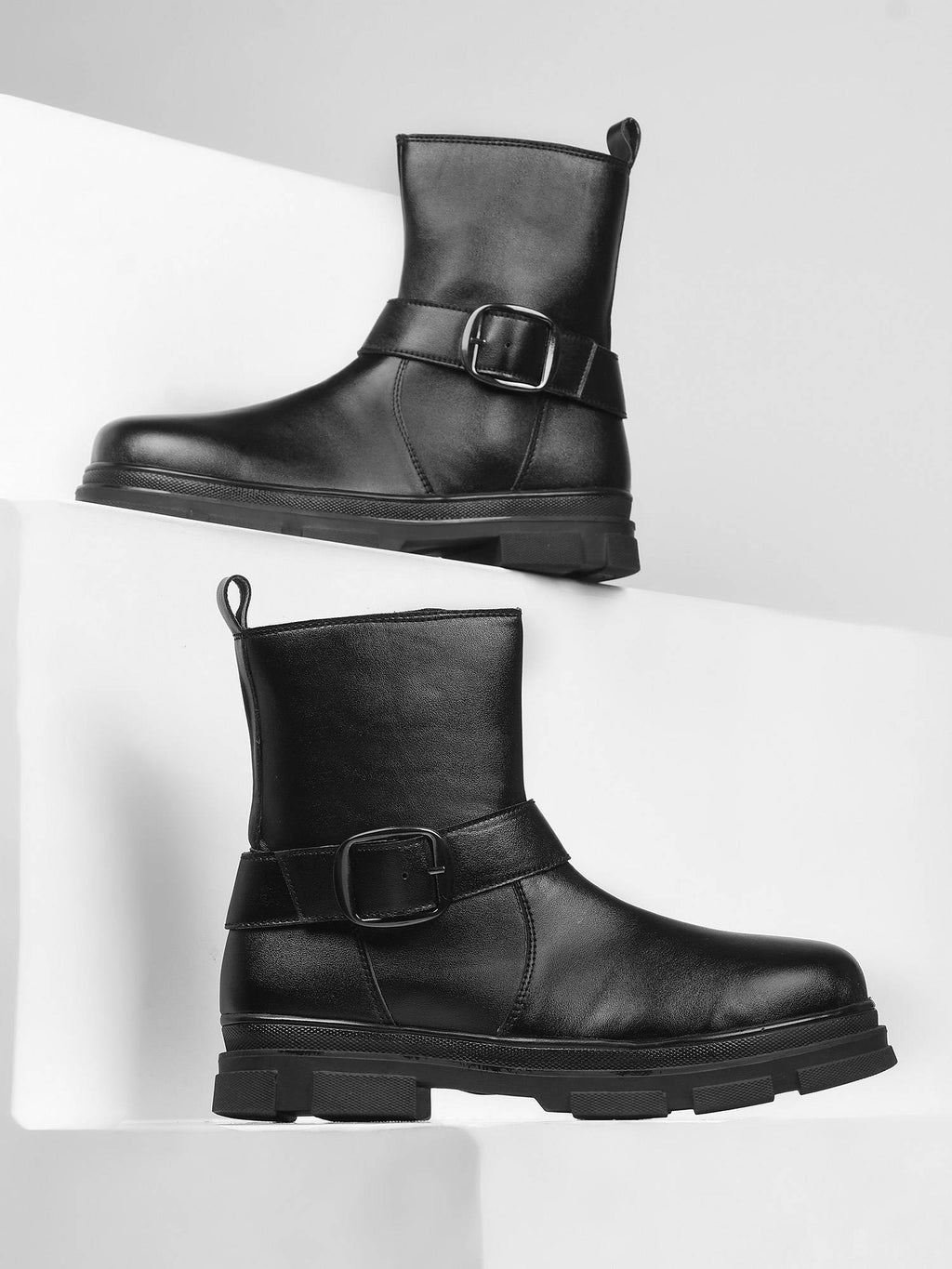 Women Black Buckle Boots | BT61 - view 2