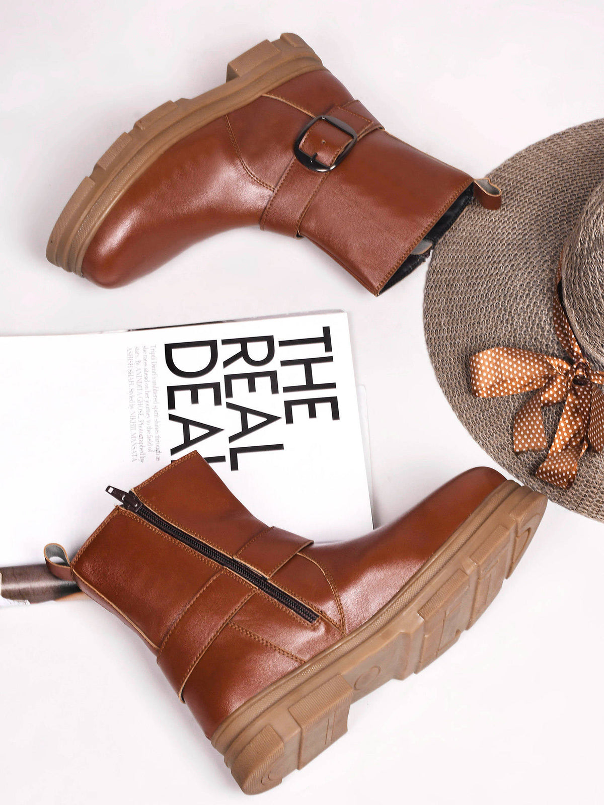 Women Tan Buckle Boots | BT61 - view 2