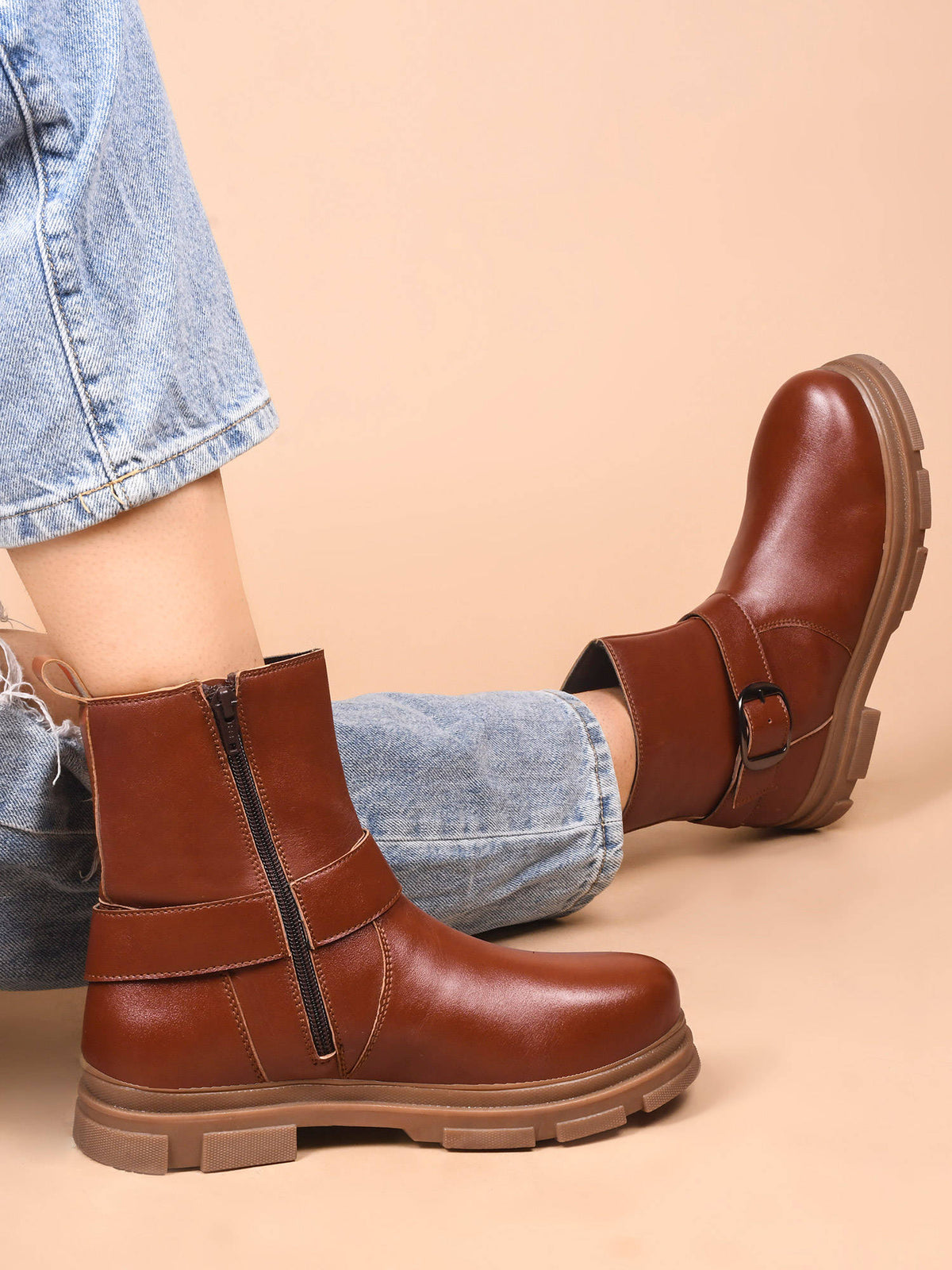Women Tan Buckle Boots | BT61 - view 10