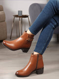 Tan Solid Zip Party Wear Women's Buckle Boots | BT61 - view 1