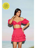 Pink Off Shoulder Bow Top | CT61 - view 1