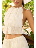 Women Georgette Off White Comfortable Crop Top | CT61 - view 1