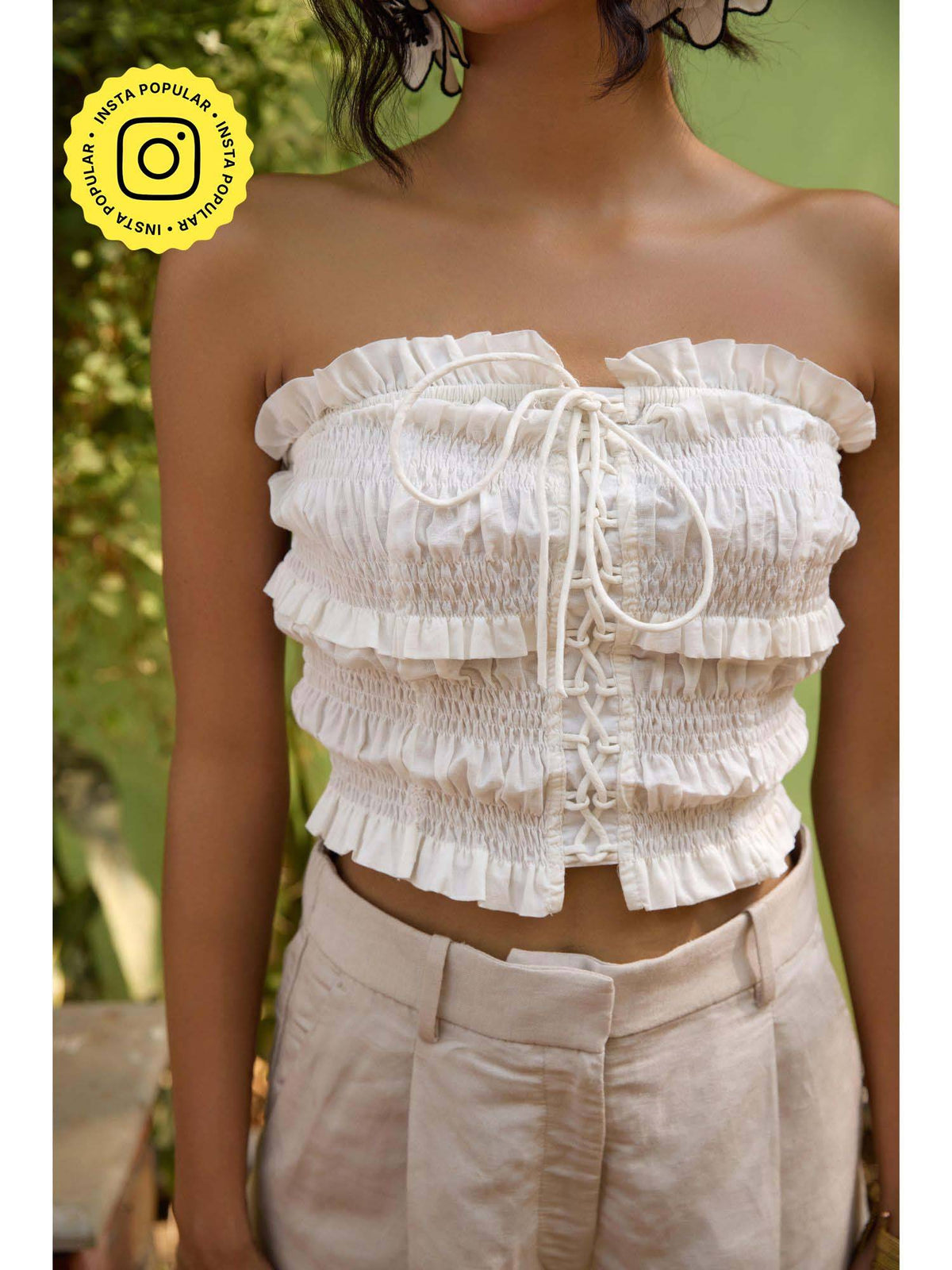 Women Cotton White Comfortable Crop Top | CT61 - view 1