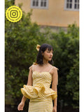 Yellow Gingham Peplum Top | pt51 - view 1
