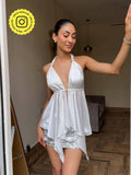 White Tie Up Flowy Top | HT67 - view 1