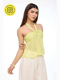Lime Sorbet Sheer Halter Crop Top | CT61 - view 1