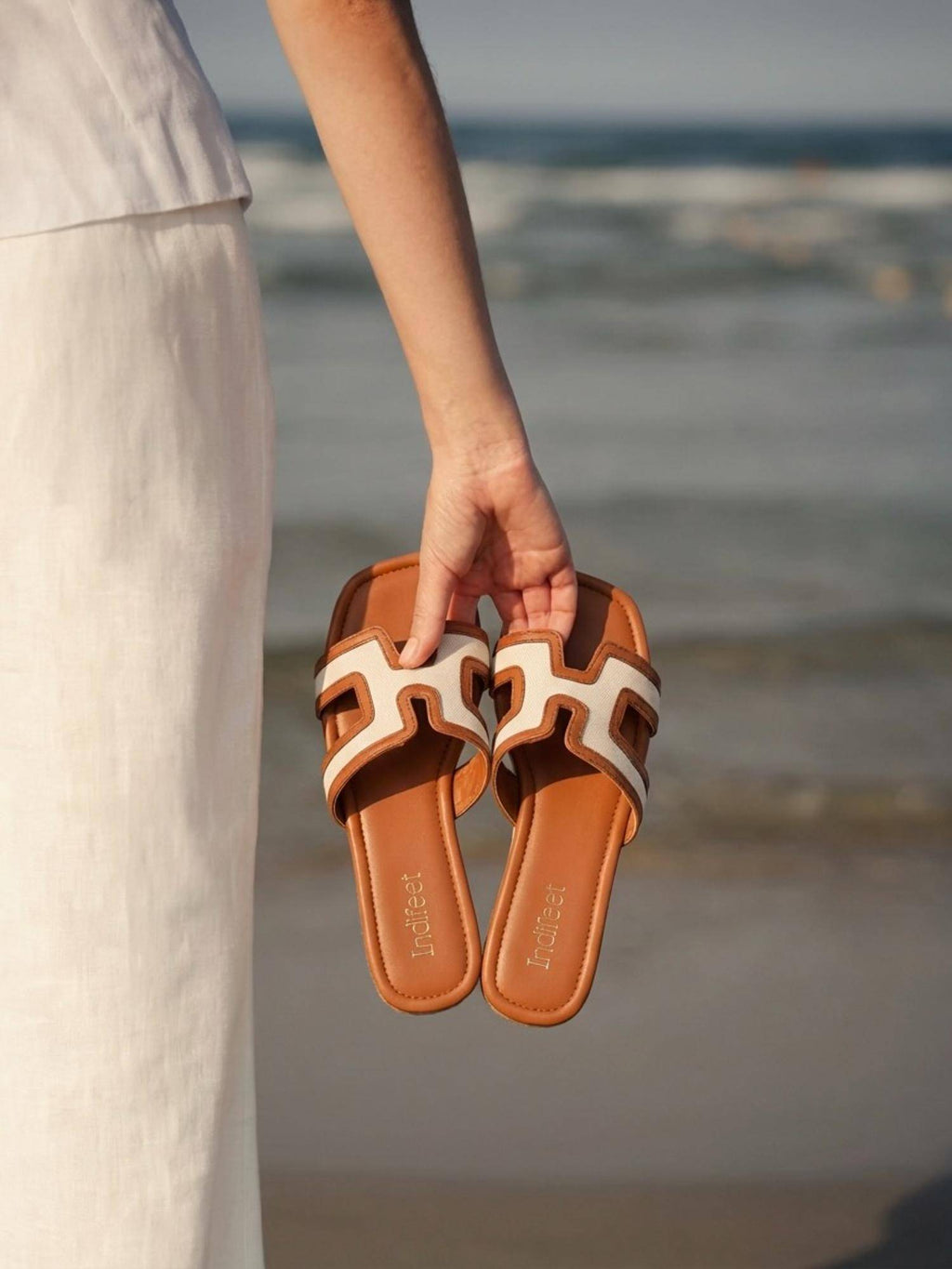 Women Tan Flats | F61 - view 2